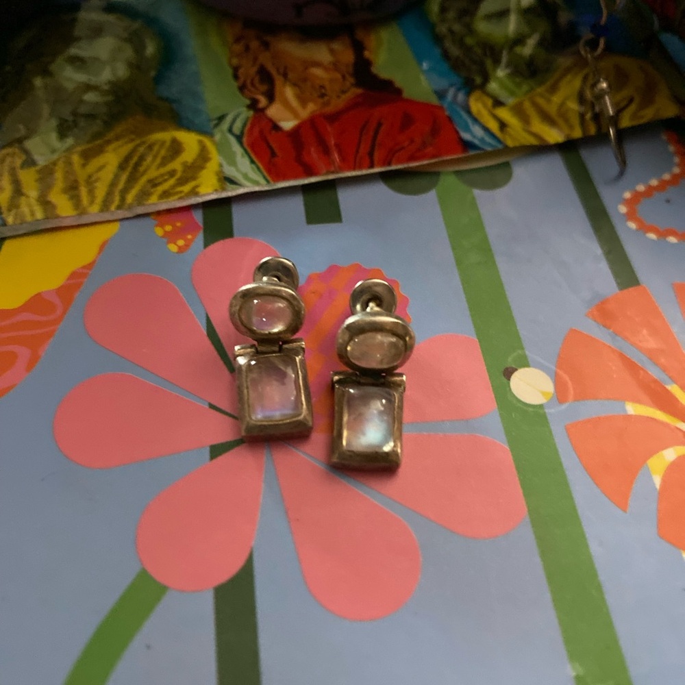 Elegant Silver and Pink Stone Earrings